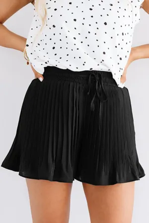 Drawstring Waist Flowy Pleated Shorts