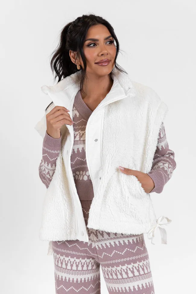 Feel It All White Oversized Sherpa Vest SALE