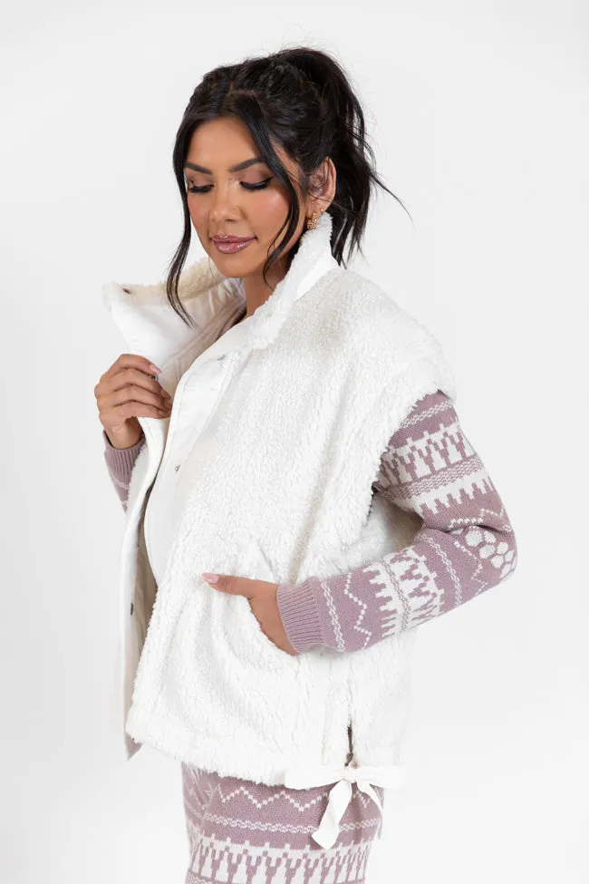 Feel It All White Oversized Sherpa Vest SALE