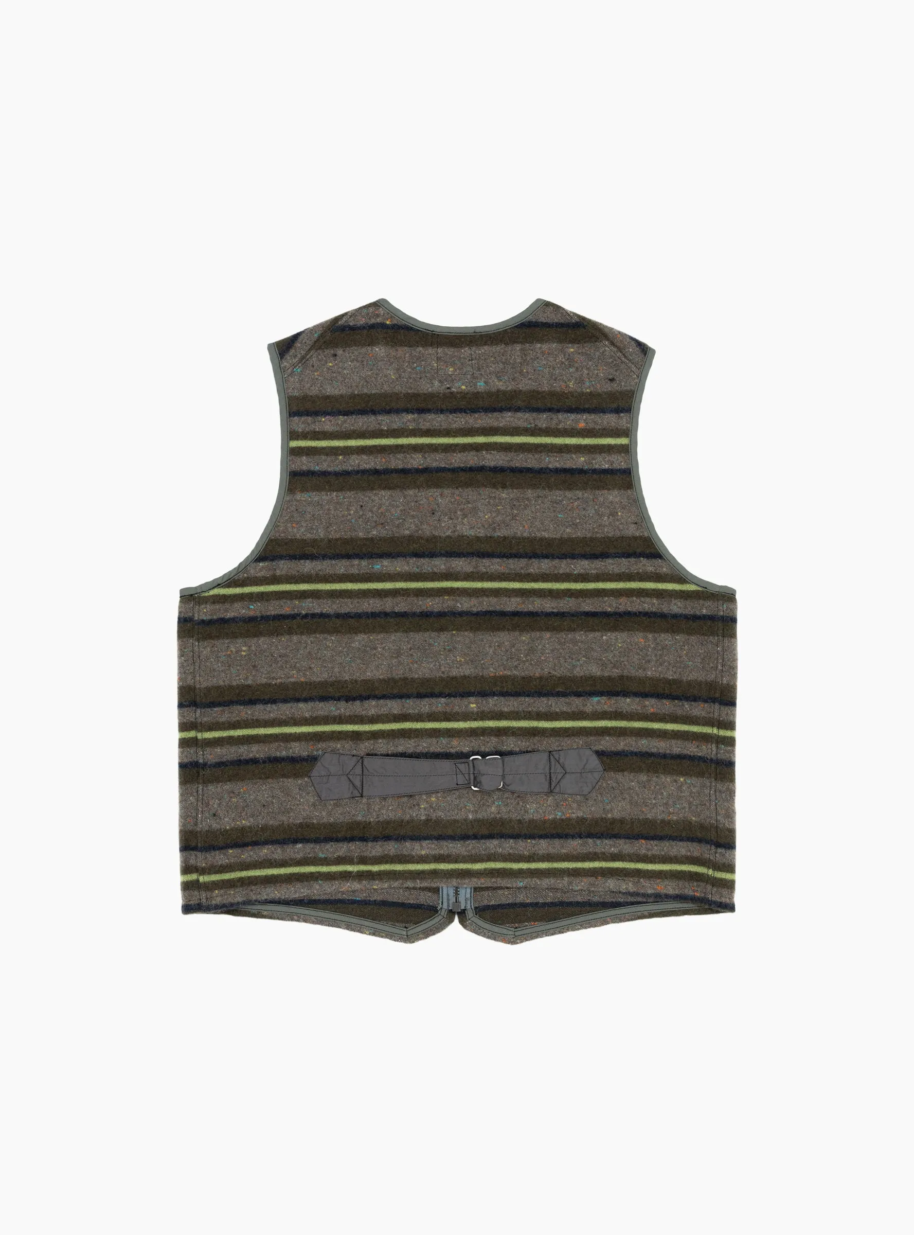 Fleece Vest Trashed Wool Green Stripe