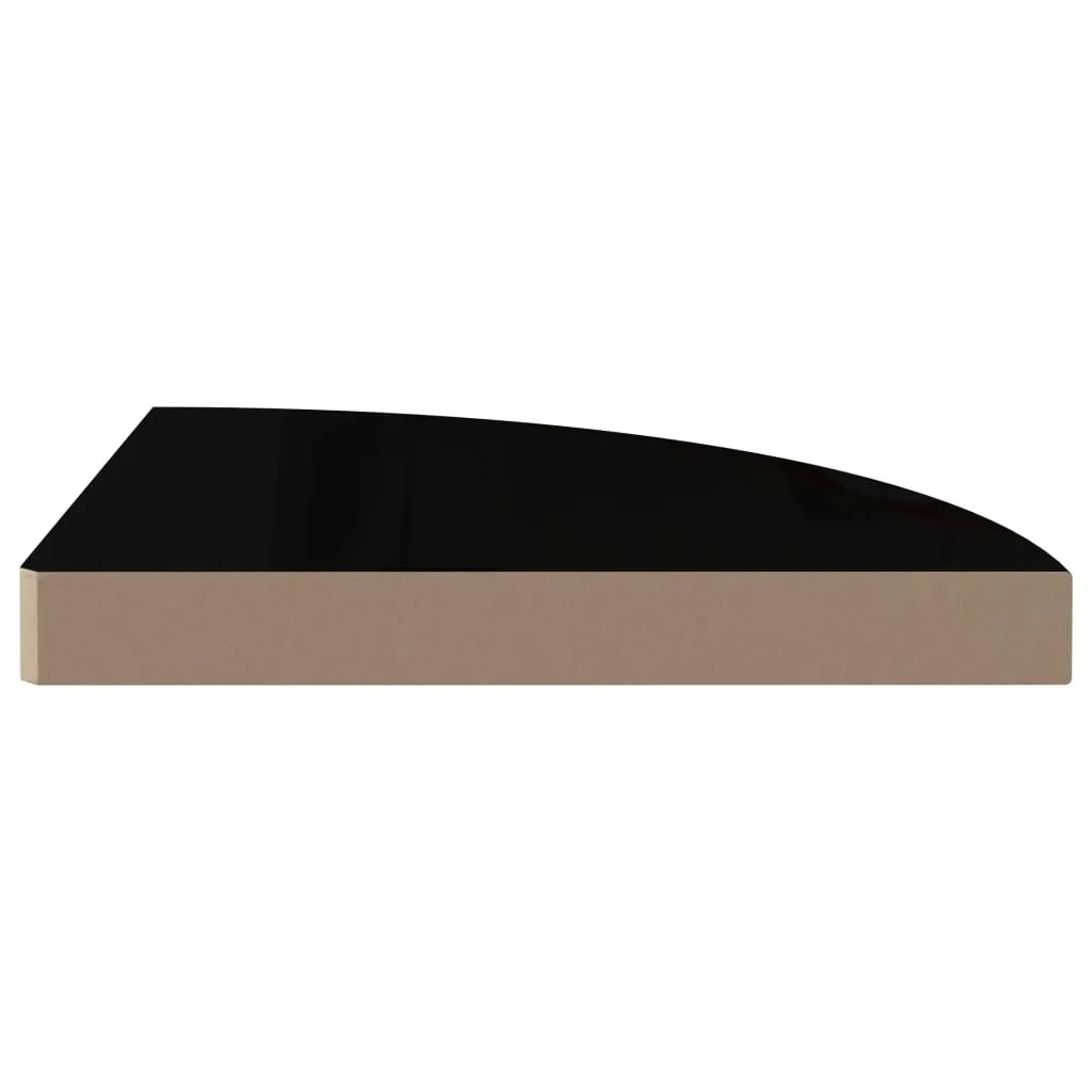 Floating Corner Shelf High Gloss Black 35x35x3.8 cm MDF