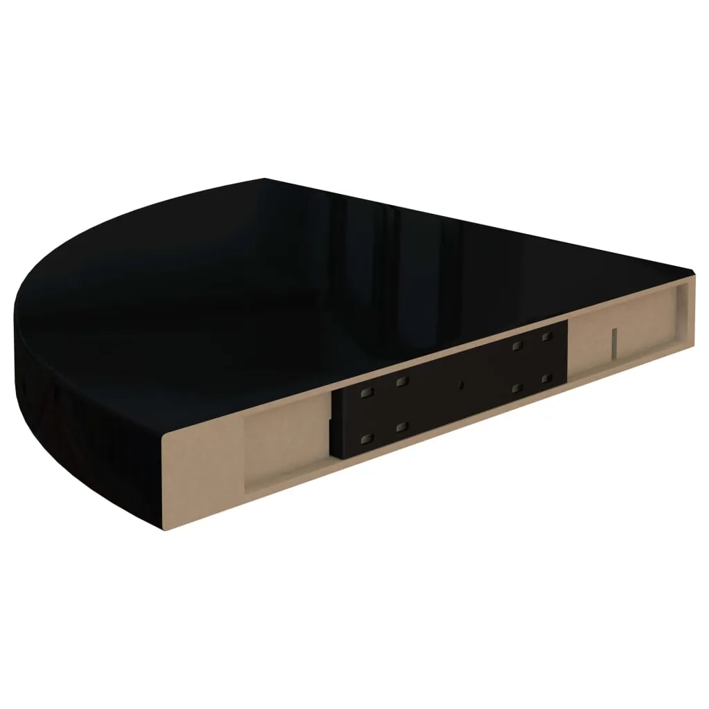 Floating Corner Shelf High Gloss Black 35x35x3.8 cm MDF