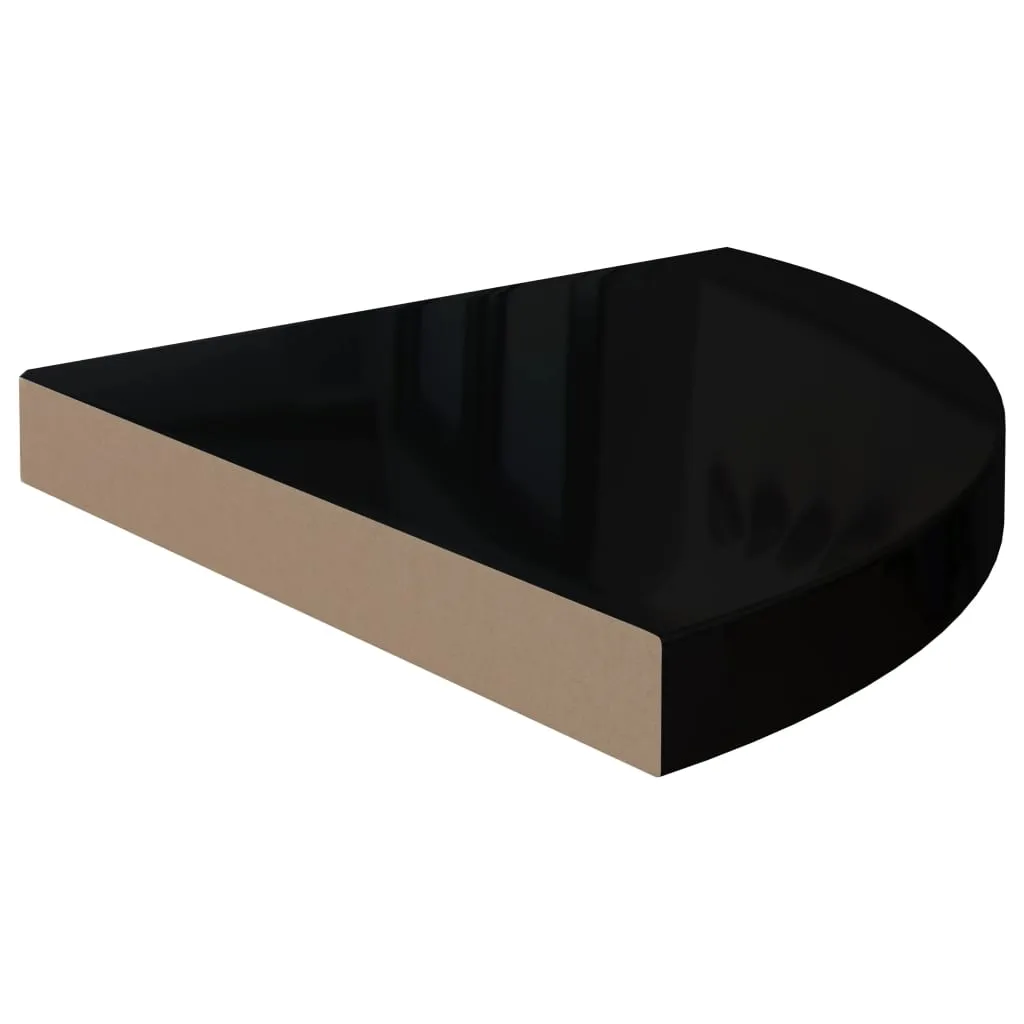 Floating Corner Shelf High Gloss Black 35x35x3.8 cm MDF