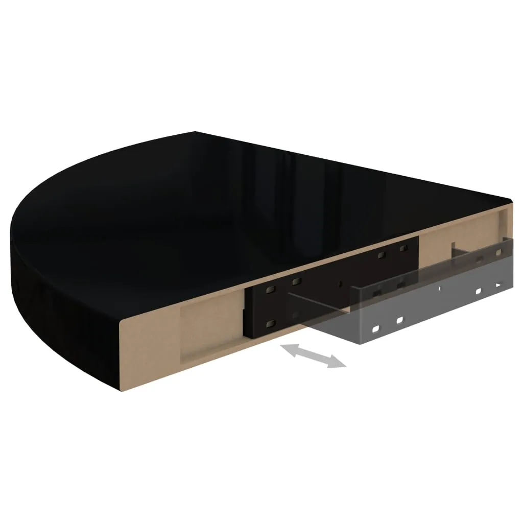 Floating Corner Shelf High Gloss Black 35x35x3.8 cm MDF