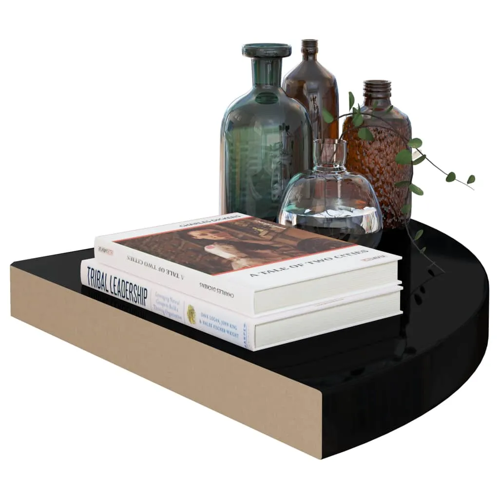 Floating Corner Shelf High Gloss Black 35x35x3.8 cm MDF