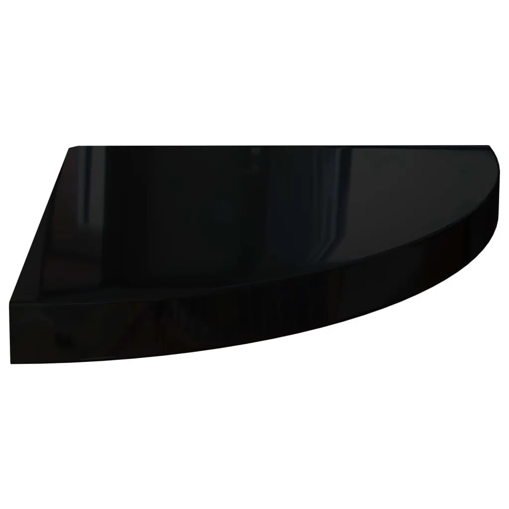 Floating Corner Shelf High Gloss Black 35x35x3.8 cm MDF