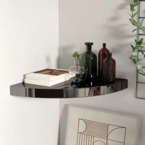 Floating Corner Shelf High Gloss Black 35x35x3.8 cm MDF