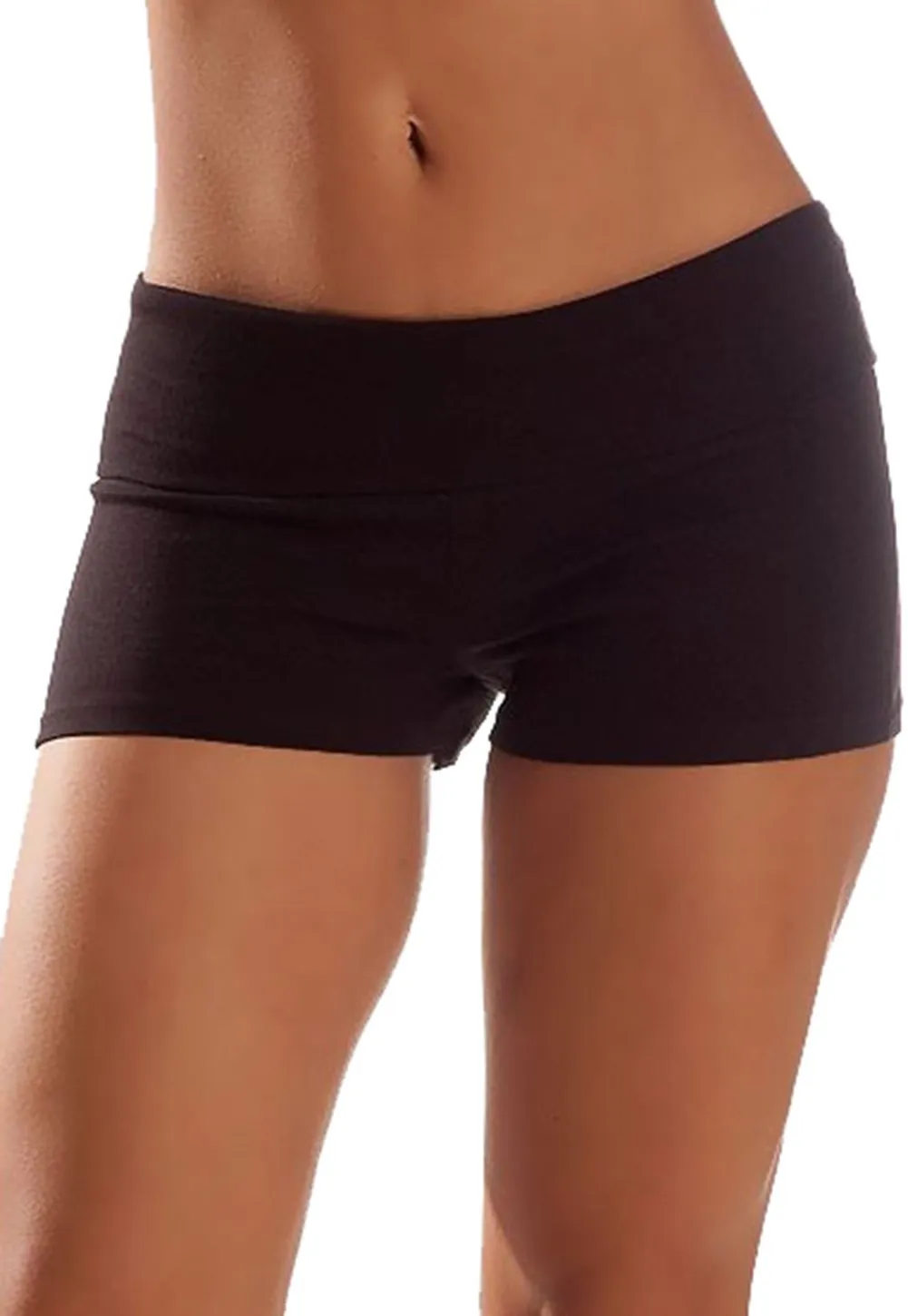 Fold Over Waist Band Contrast Yoga Fold Over Shorts