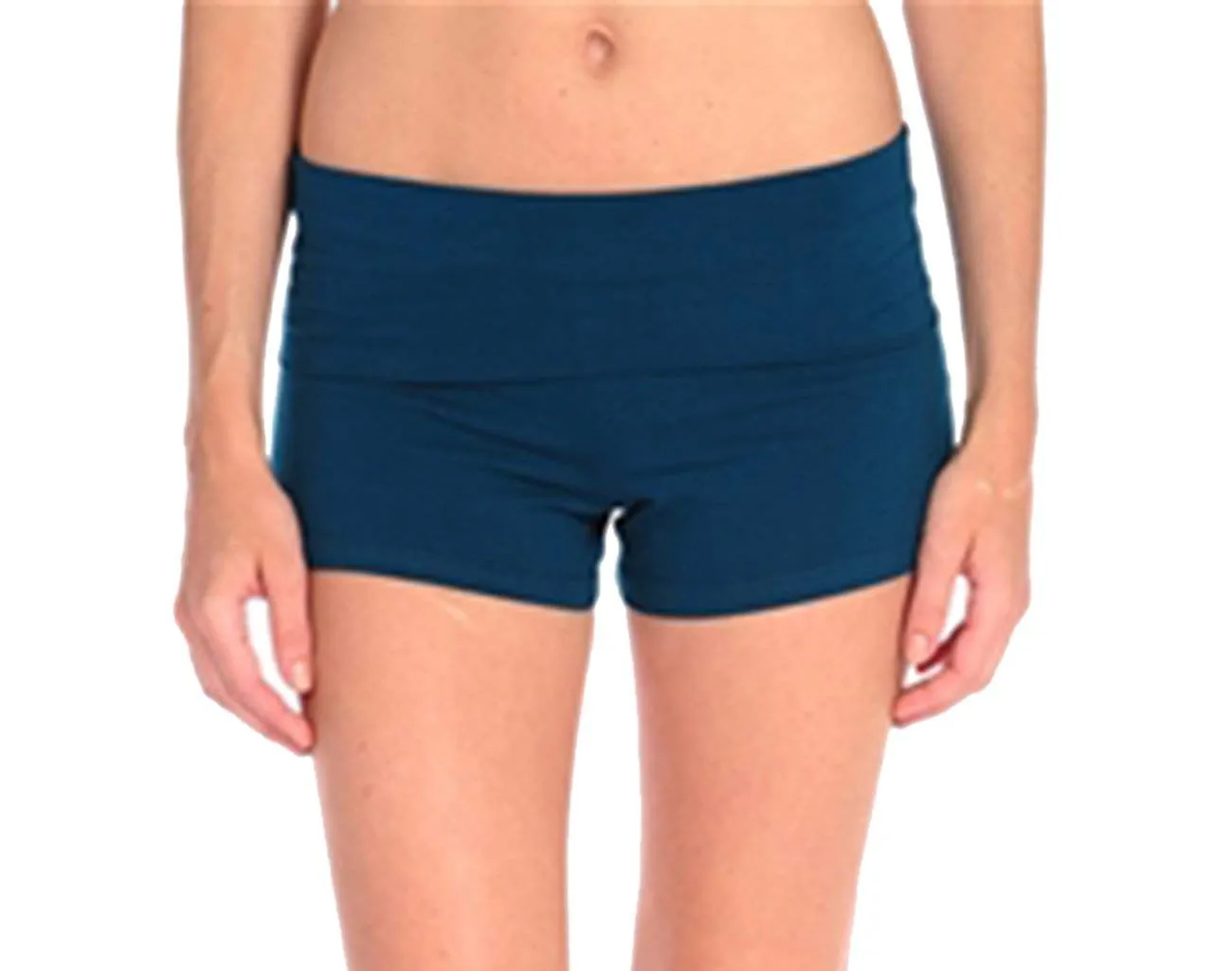 Fold Over Waist Band Contrast Yoga Fold Over Shorts