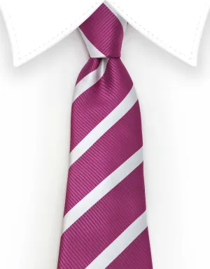 Fuchsia Pink and White Extra Long Striped 70" Tie - 3XL