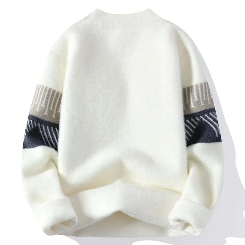 Geometric Pattern O-Neck Sweater