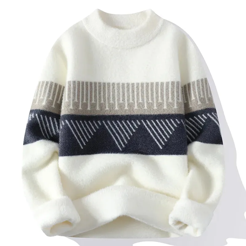 Geometric Pattern O-Neck Sweater