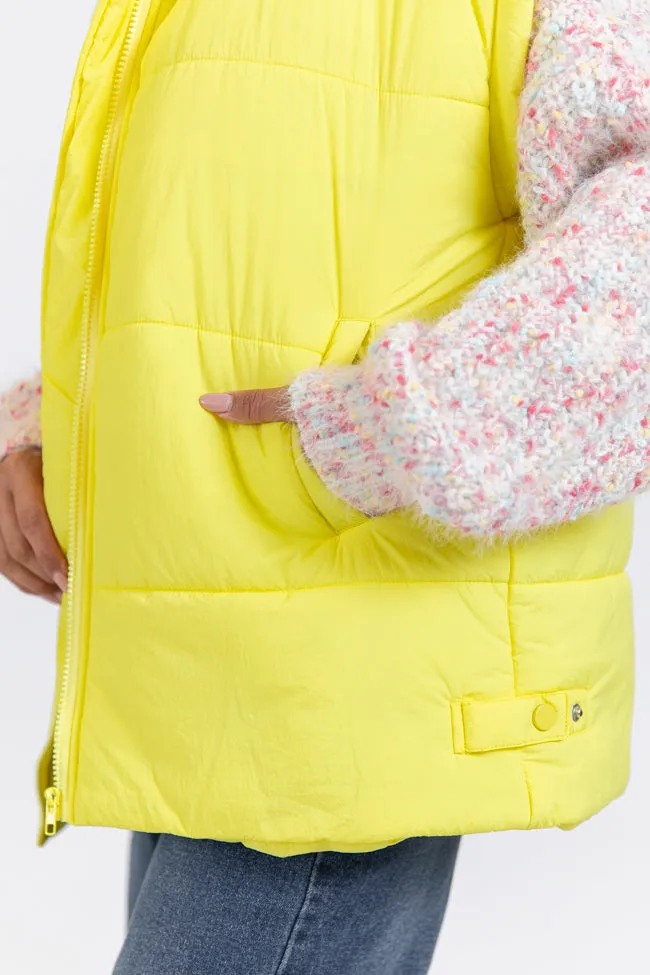 Going Upstate Yellow Oversized Puffer Vest SALE