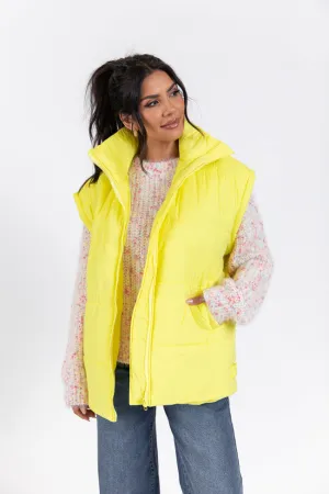 Going Upstate Yellow Oversized Puffer Vest SALE