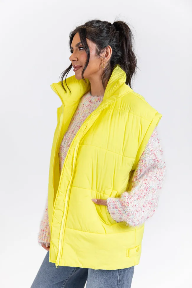 Going Upstate Yellow Oversized Puffer Vest SALE