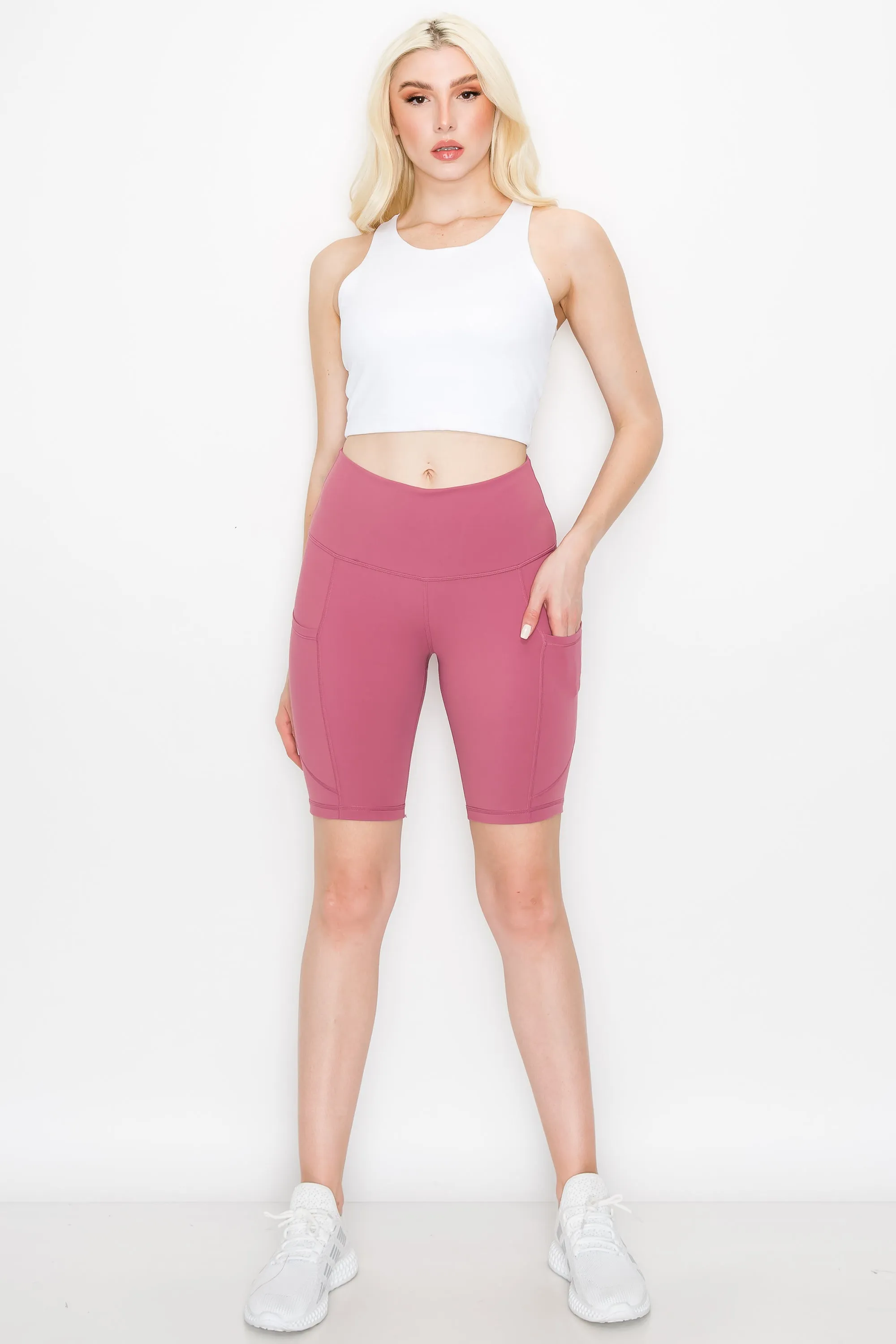 High Waist Classic Biker Shorts with Pockets