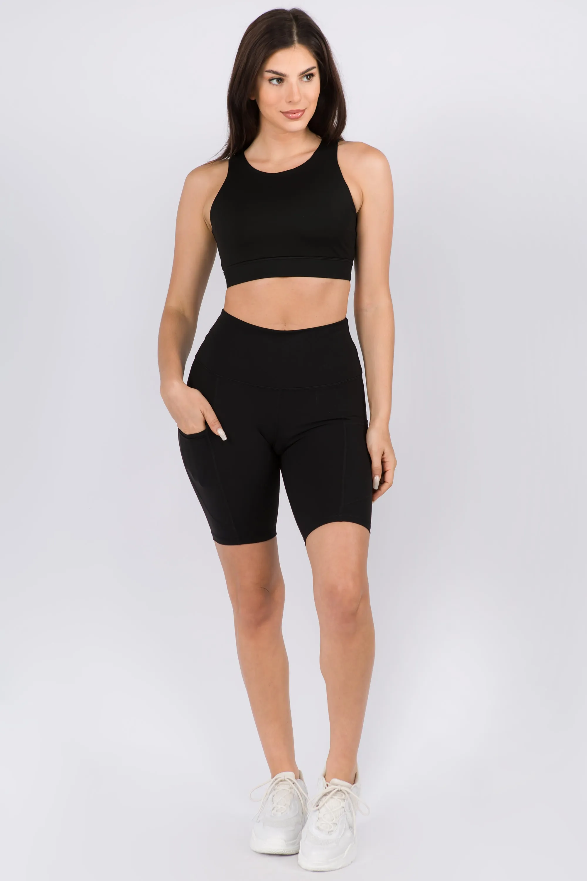 High Waist Classic Biker Shorts with Pockets