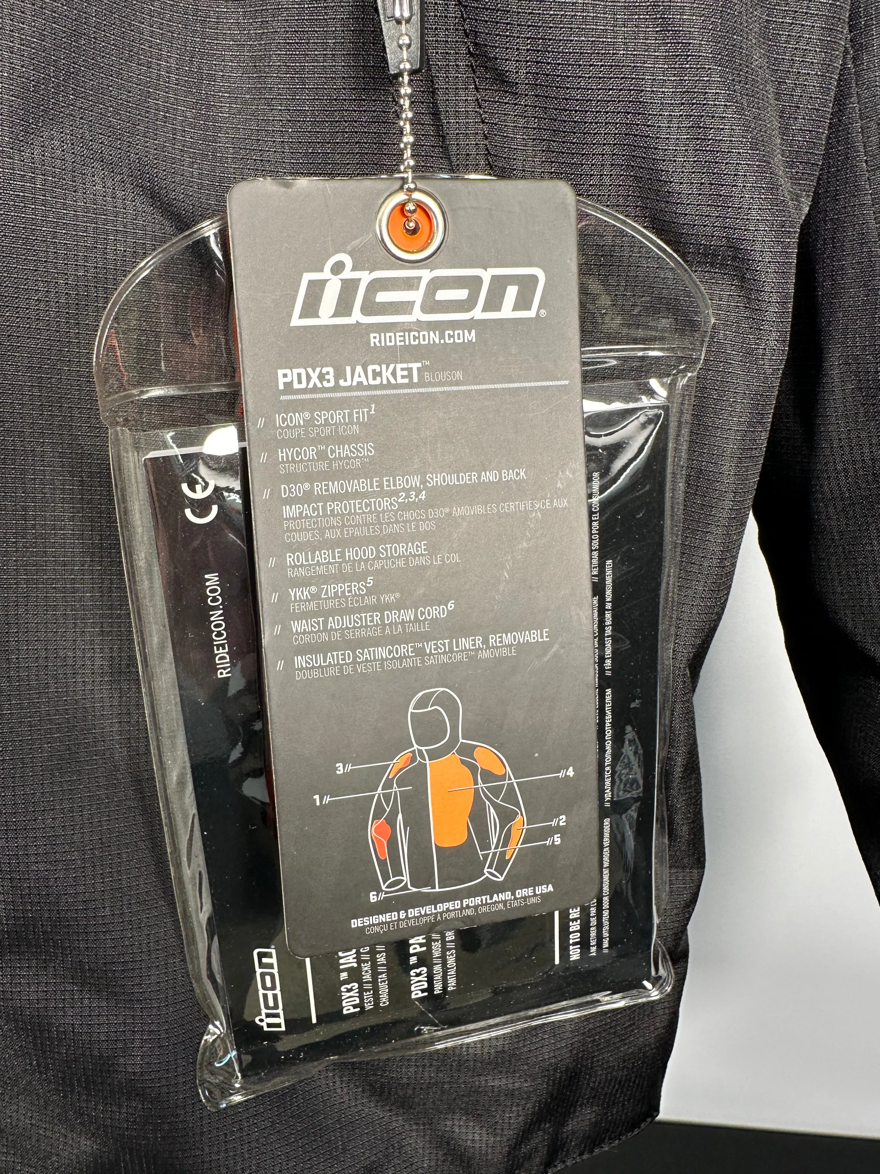 Icon PDX3 Jacket - Black - Size Medium - OPEN BOX