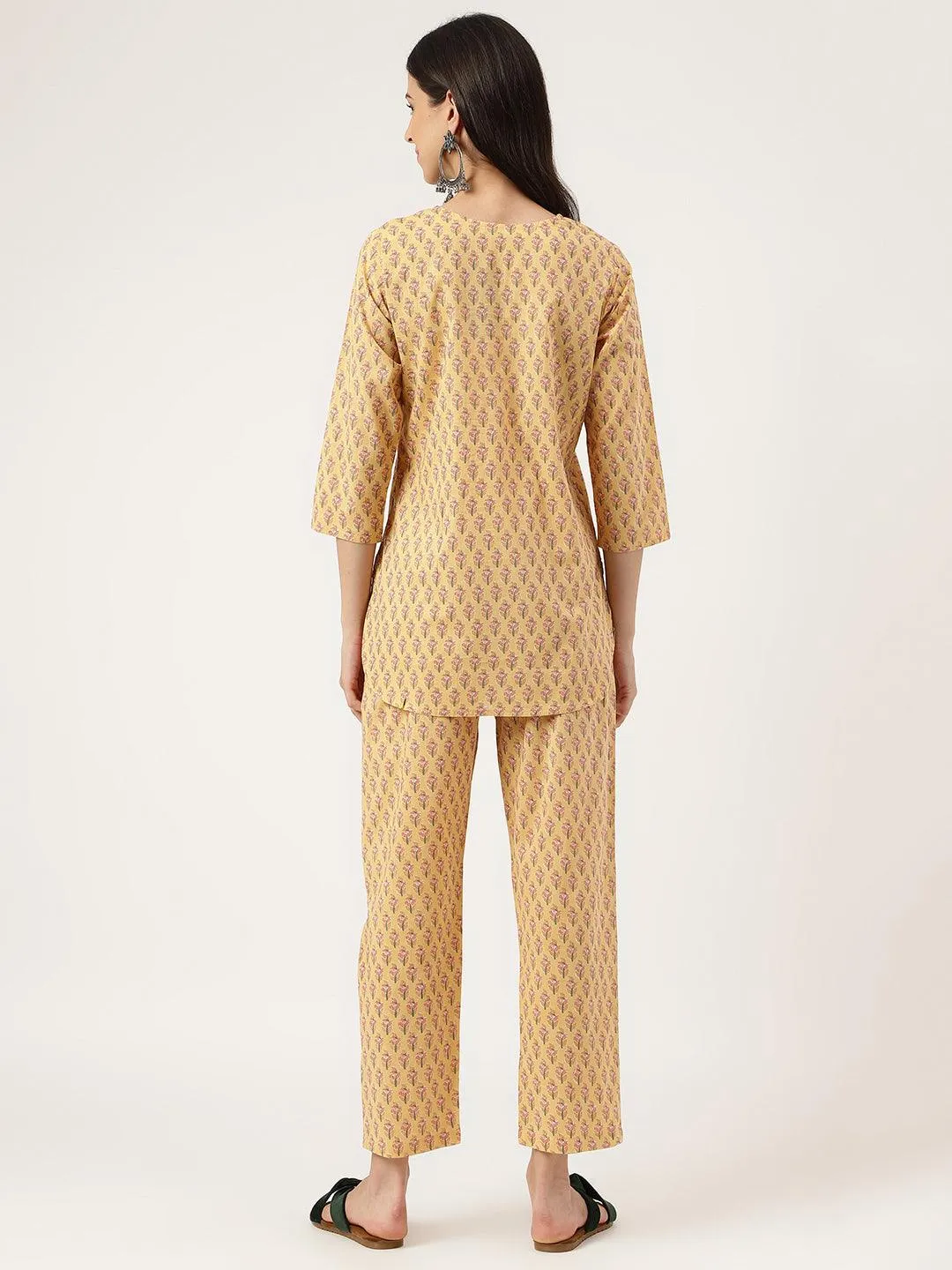 Jashvi mustard Printed Loungewear/Nightwear