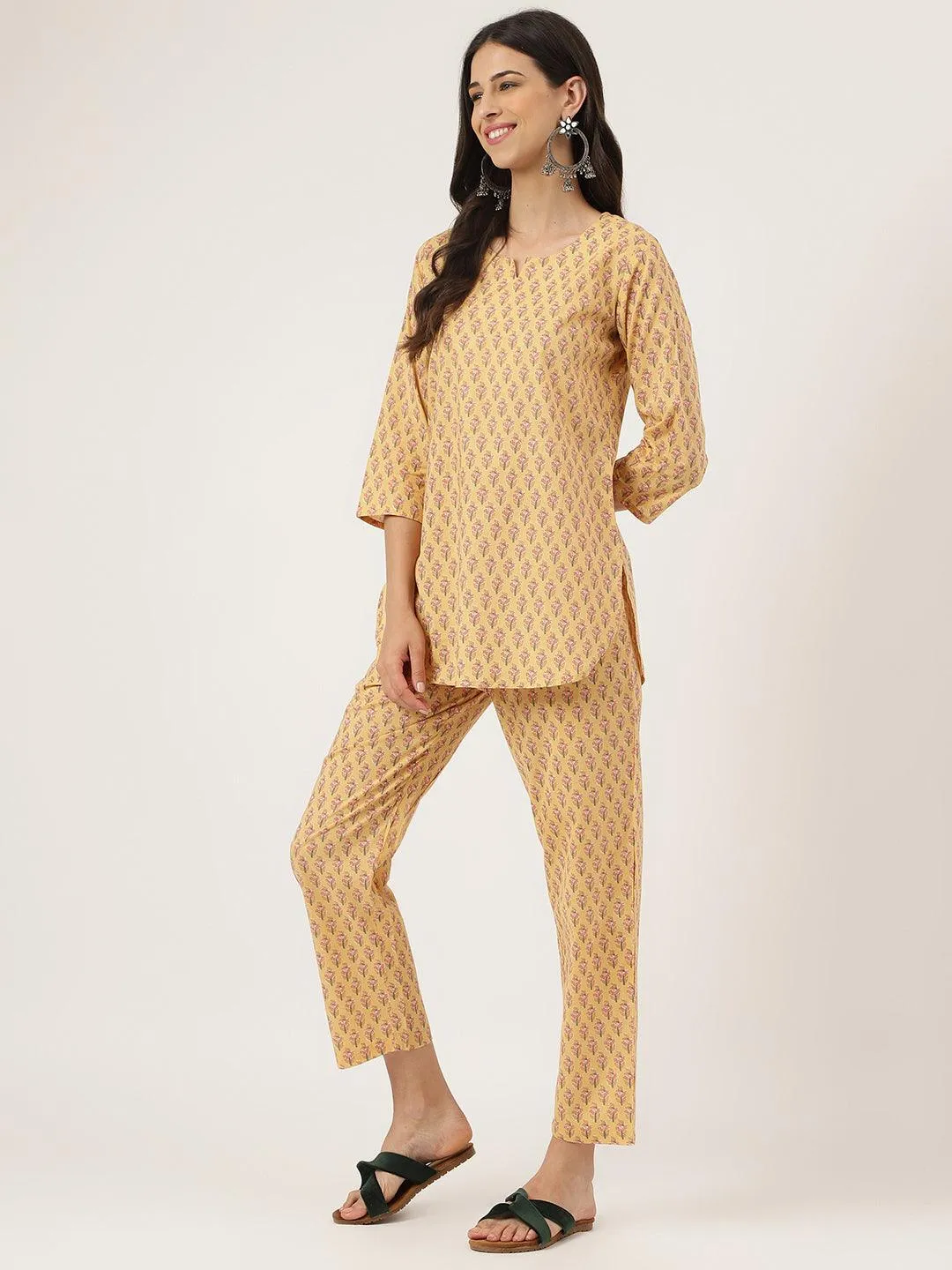 Jashvi mustard Printed Loungewear/Nightwear