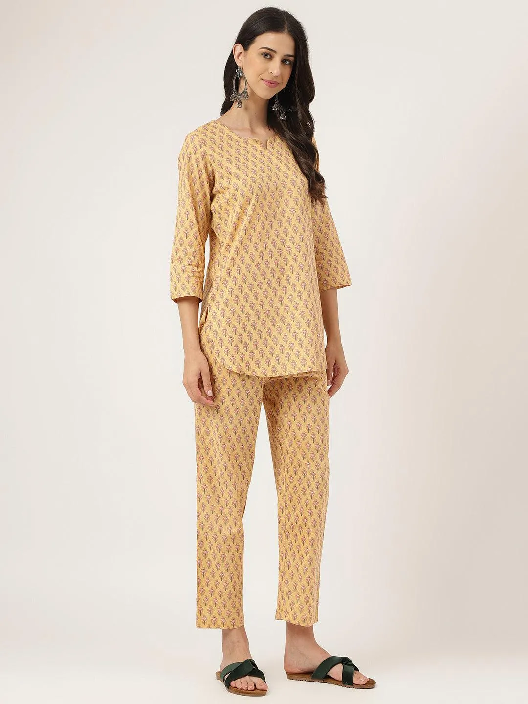 Jashvi mustard Printed Loungewear/Nightwear