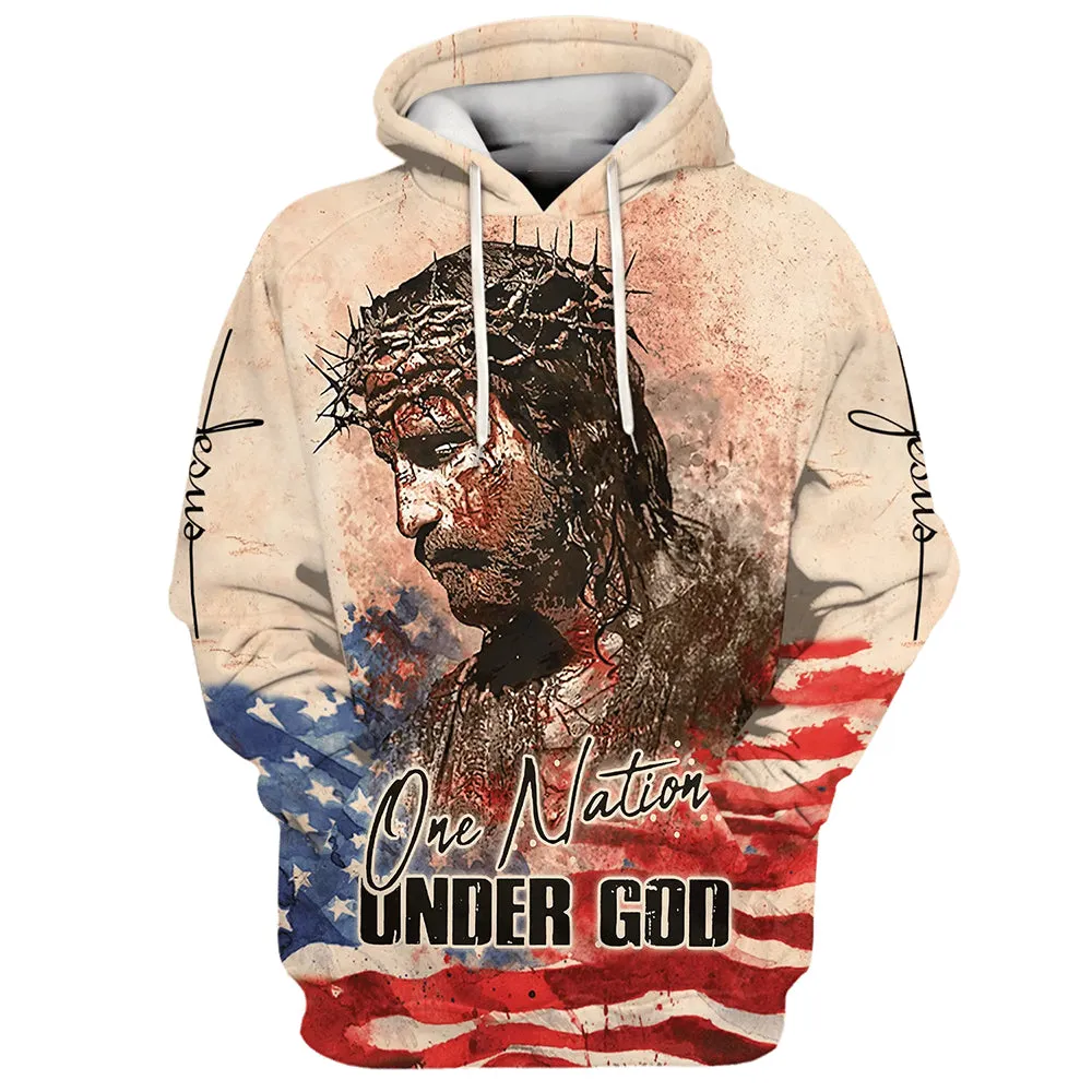 Jesus Christ One Nation Under God Hoodies Jesus Hoodie Men & Women Christian Hoodie 3D Printed Hoodie