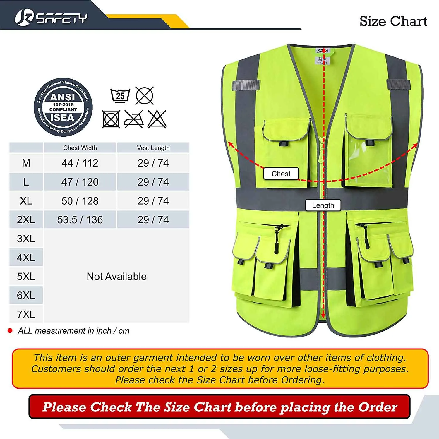 JKSafety 10 Pockets Hi-Vis Reflective Safety Vest (JK088)