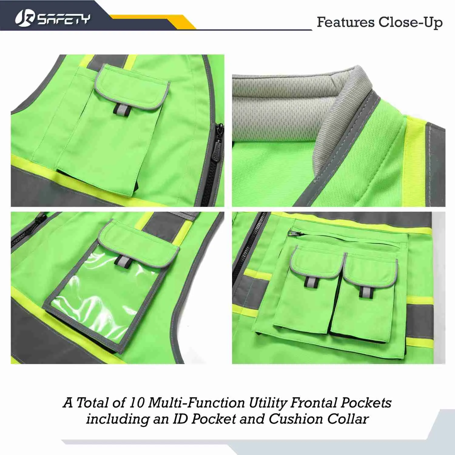 JKSafety 10 Pockets Two-Tone Hi-Vis Reflective Safety Vest (JK089)