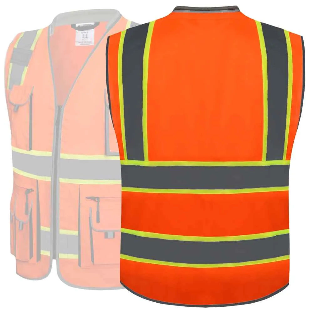 JKSafety 10 Pockets Two-Tone Hi-Vis Reflective Safety Vest (JK089)