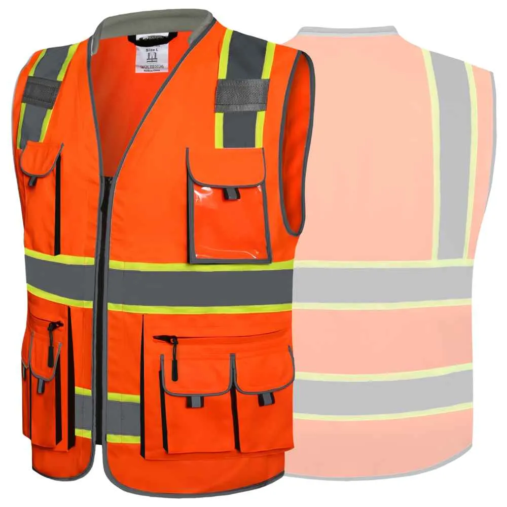 JKSafety 10 Pockets Two-Tone Hi-Vis Reflective Safety Vest (JK089)