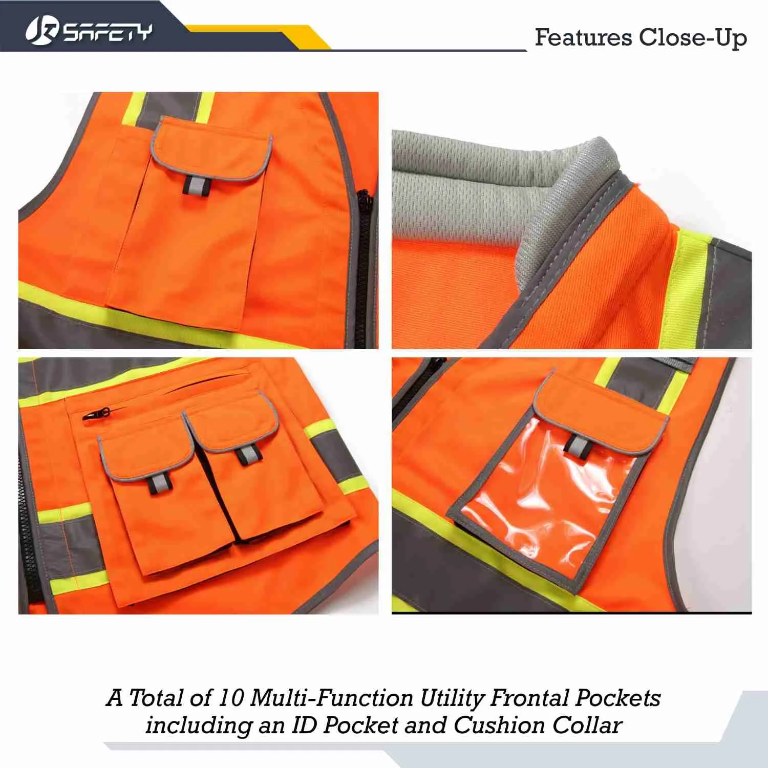 JKSafety 10 Pockets Two-Tone Hi-Vis Reflective Safety Vest (JK089)