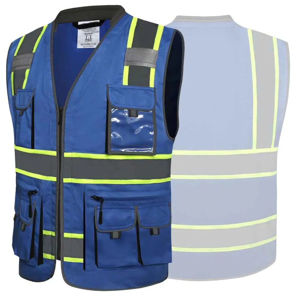 JKSafety 10 Pockets Two-Tone Hi-Vis Reflective Safety Vest (JK089)