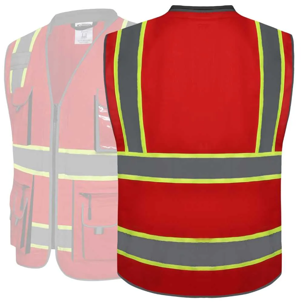 JKSafety 10 Pockets Two-Tone Hi-Vis Reflective Safety Vest (JK089)