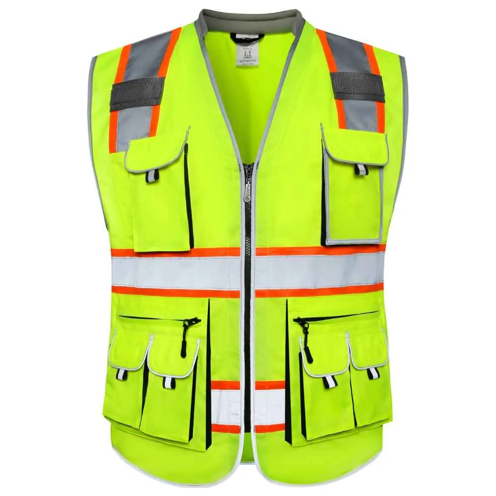 JKSafety 10 Pockets Two-Tone Hi-Vis Reflective Safety Vest (JK089)