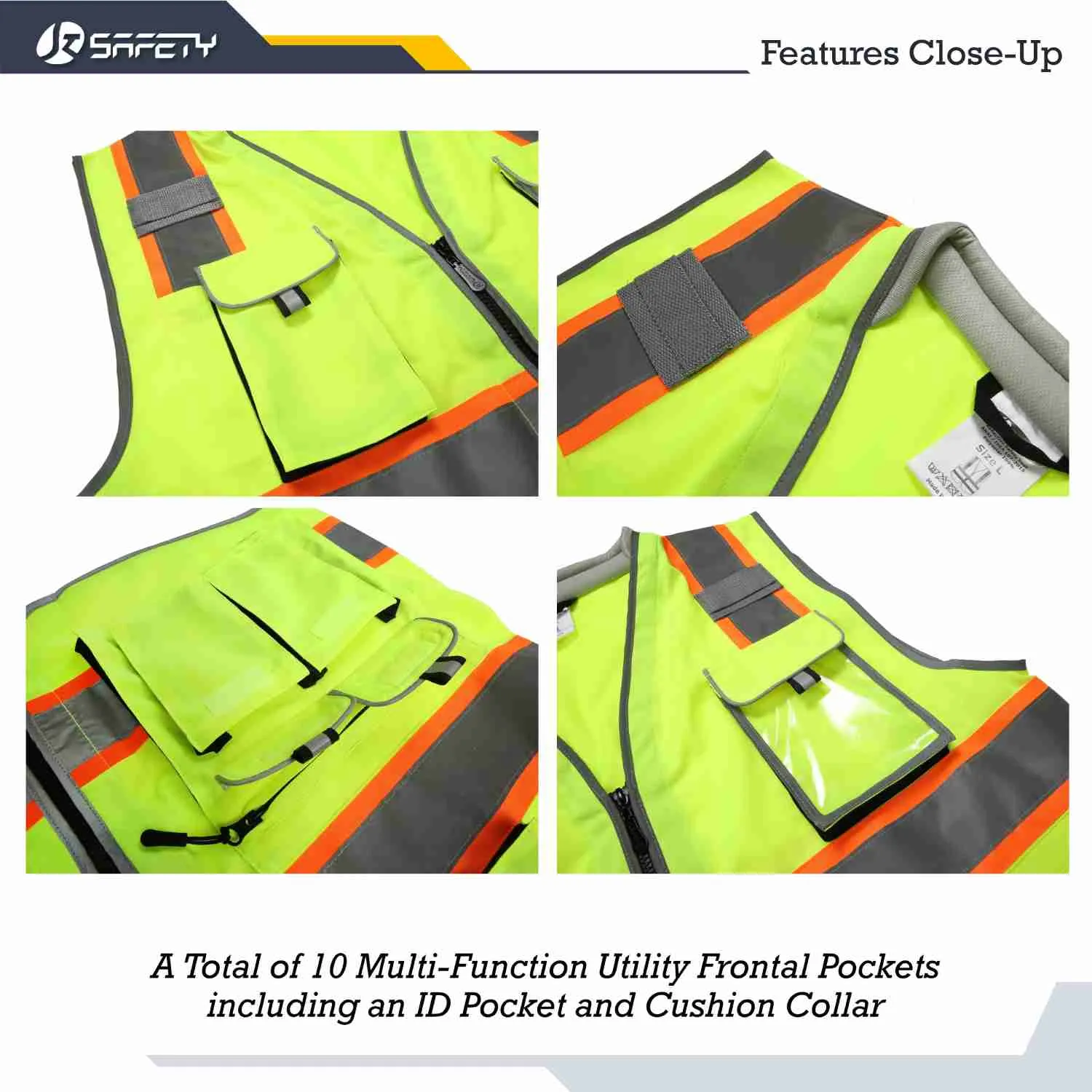 JKSafety 10 Pockets Two-Tone Hi-Vis Reflective Safety Vest (JK089)