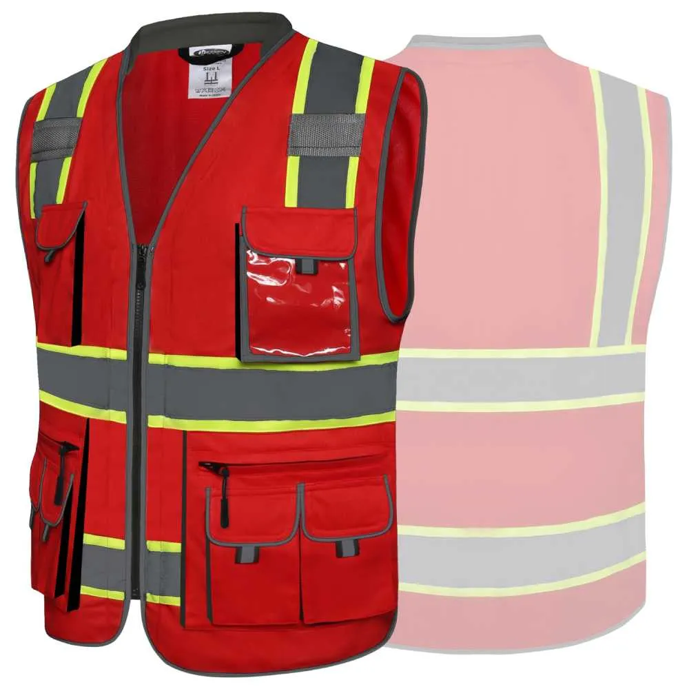 JKSafety 10 Pockets Two-Tone Hi-Vis Reflective Safety Vest (JK089)