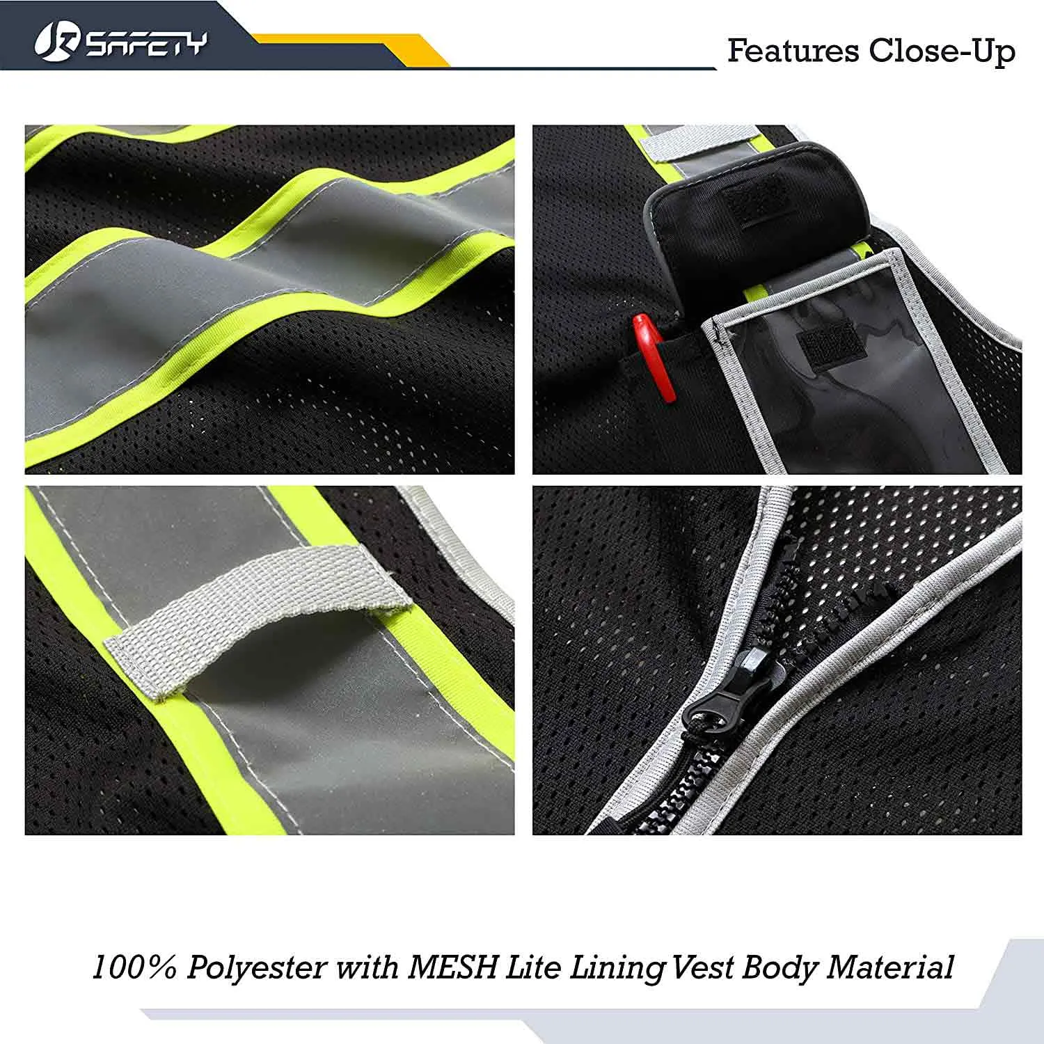 JKSafety 3 Pockets Mesh Two-Tone Hi-Vis Reflective Safety Vest (JK099)