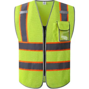 JKSafety 3 Pockets Mesh Two-Tone Hi-Vis Reflective Safety Vest (JK099)