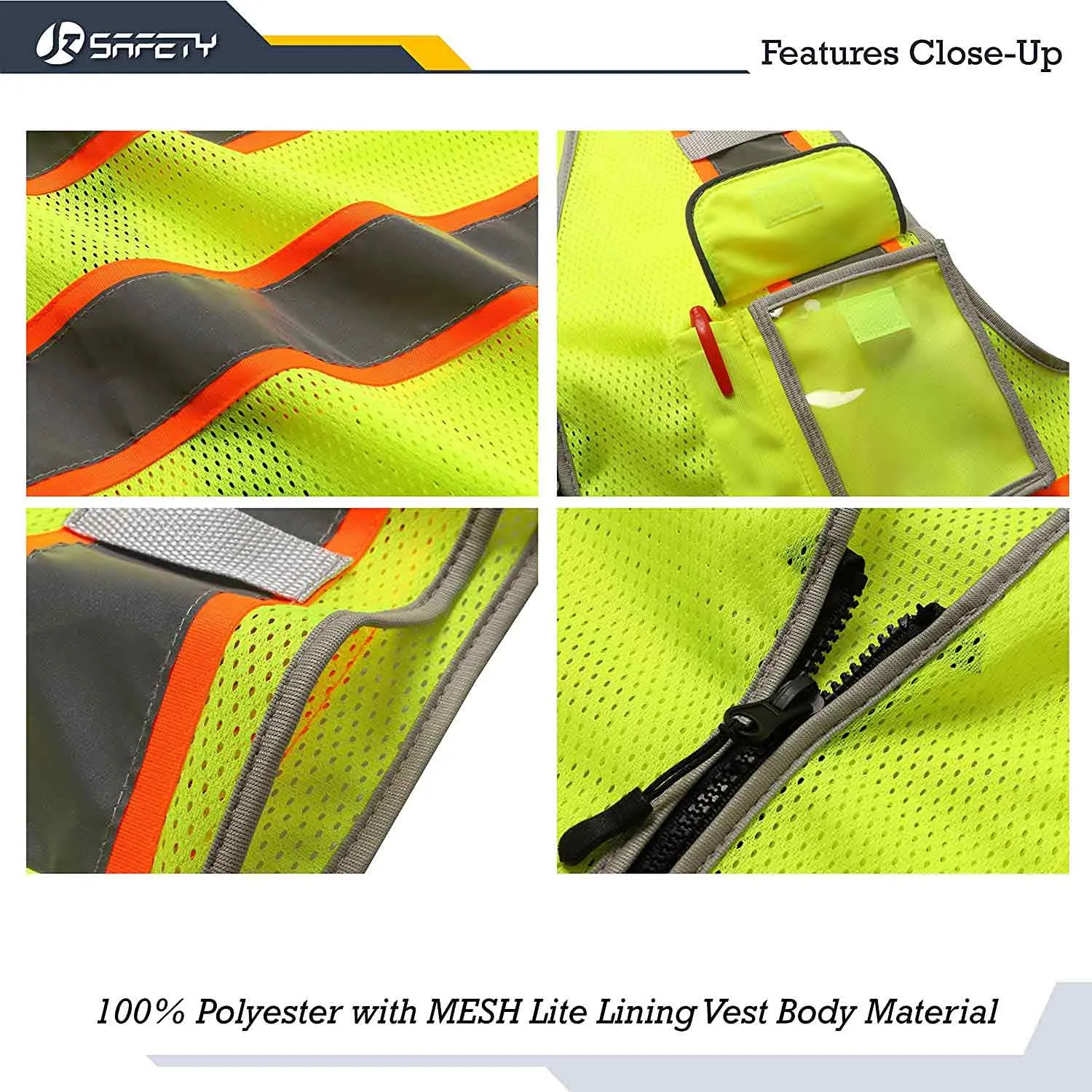 JKSafety 3 Pockets Mesh Two-Tone Hi-Vis Reflective Safety Vest (JK099)