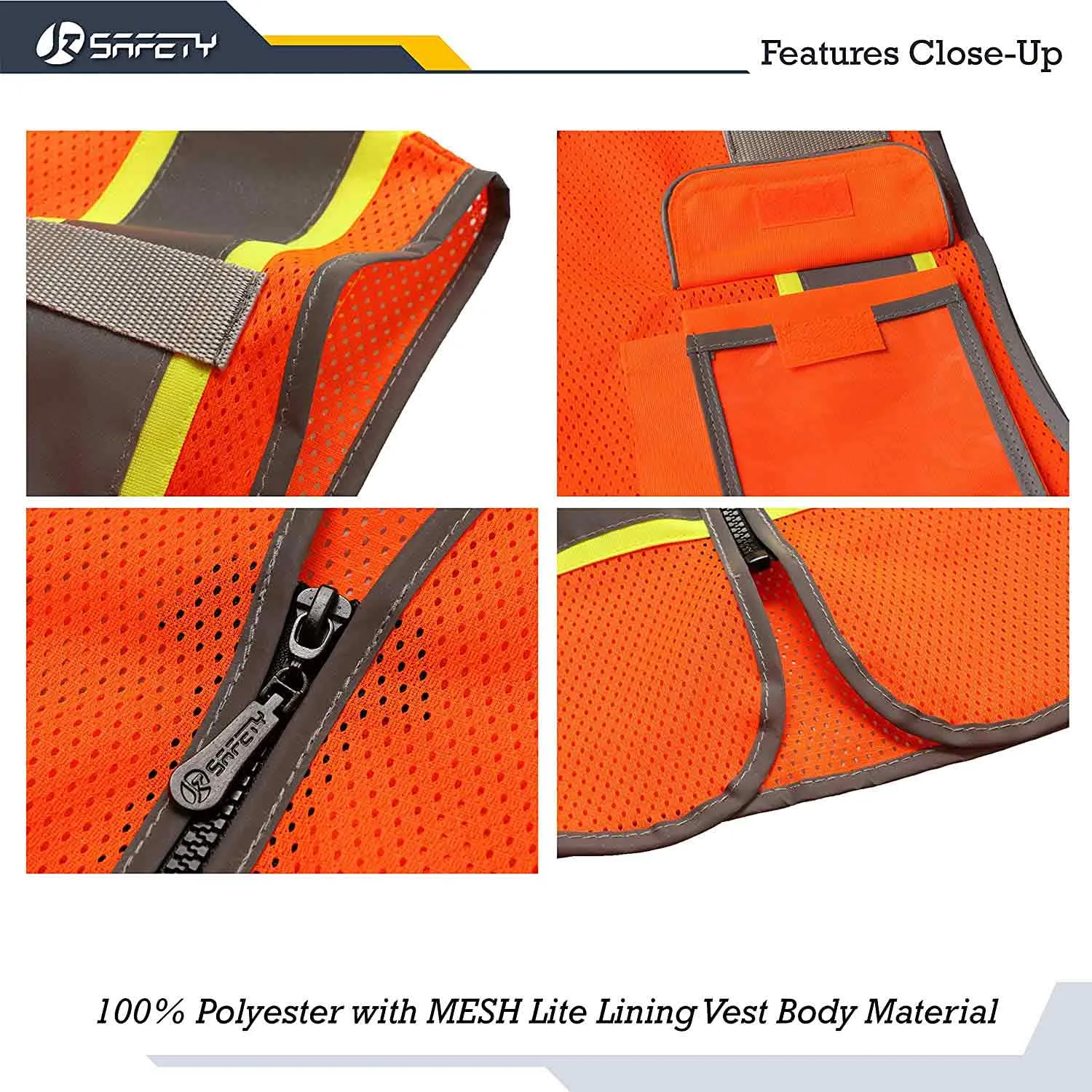 JKSafety 3 Pockets Mesh Two-Tone Hi-Vis Reflective Safety Vest (JK099)