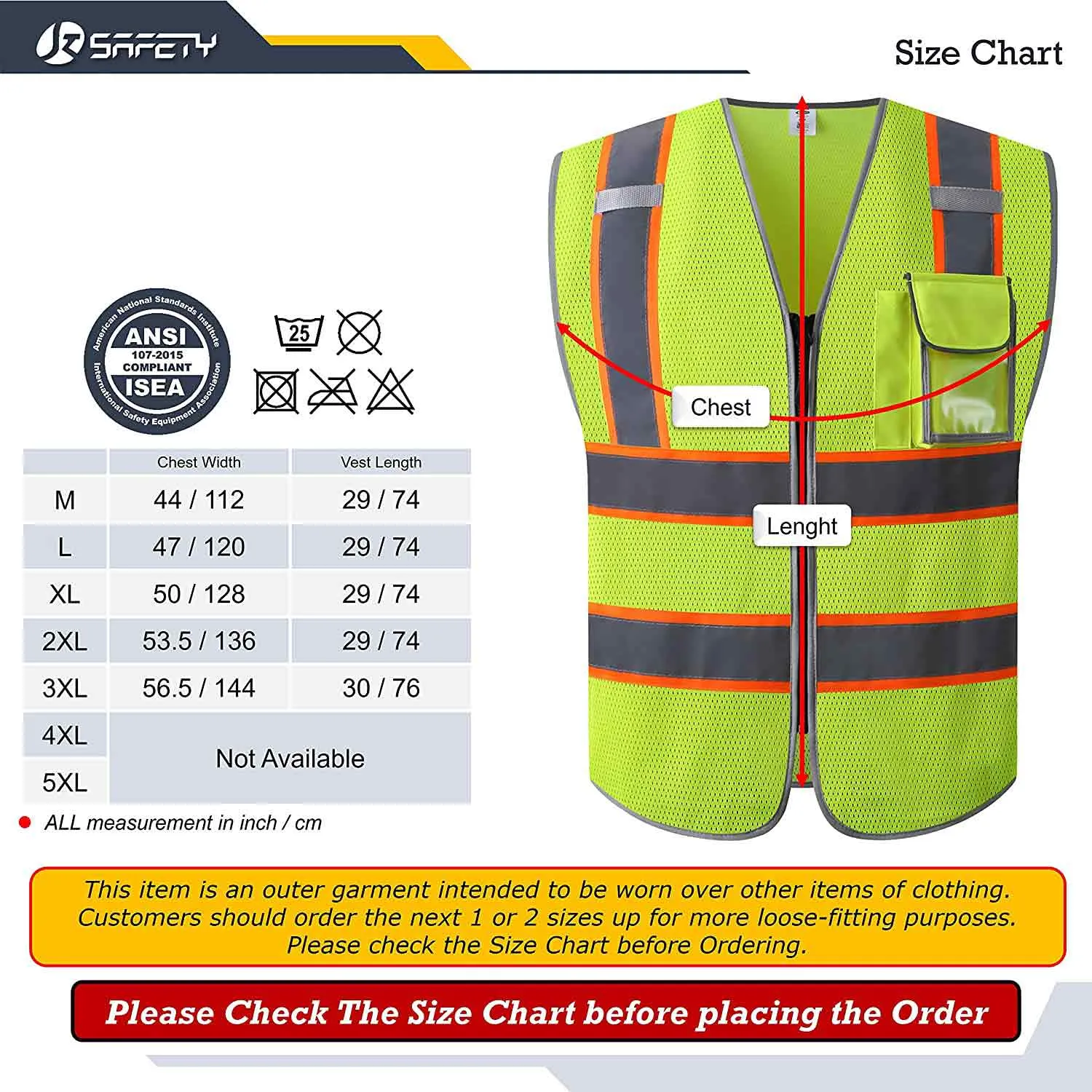 JKSafety 3 Pockets Mesh Two-Tone Hi-Vis Reflective Safety Vest (JK099)