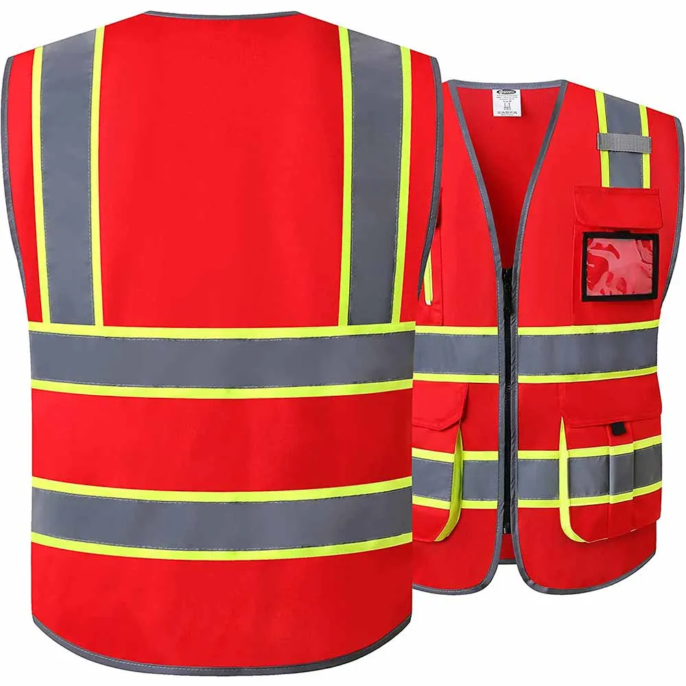 JKSafety 7 Pockets Two-Tone Hi-Vis Reflective Safety Vest (JK130)