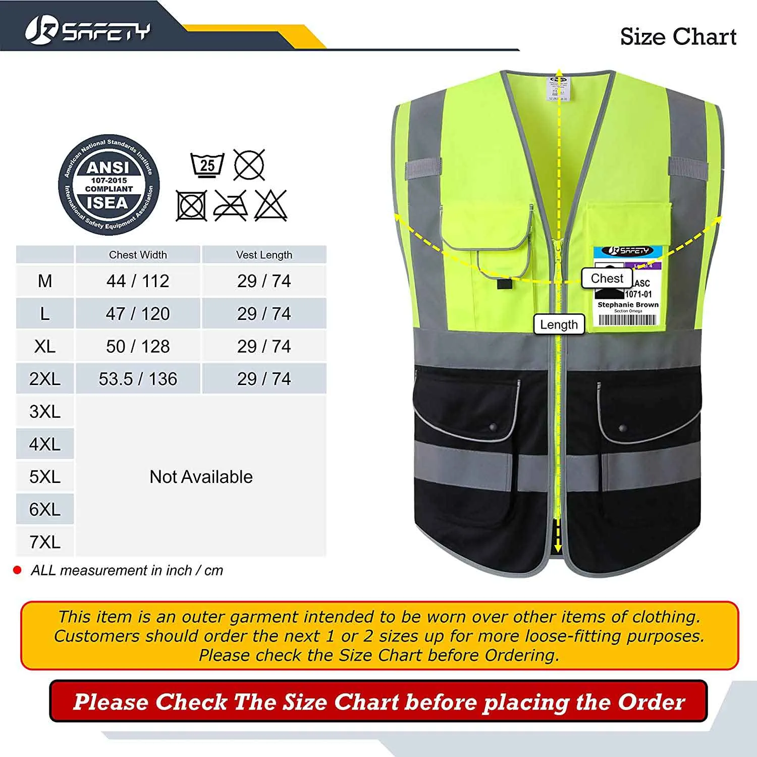 JKSafety 9 Pockets Hi-Vis Reflective Safety Vest, Black Bottom (JK150)