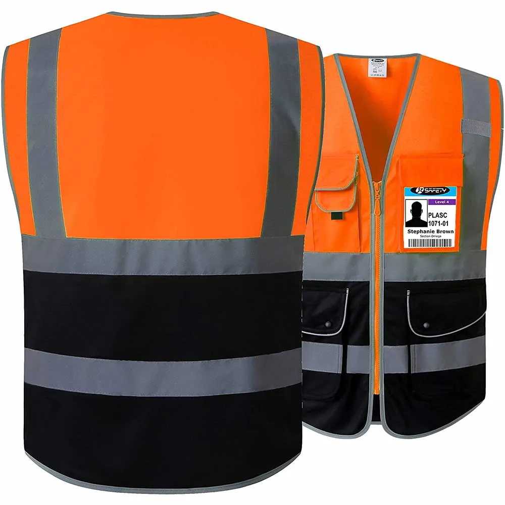 JKSafety 9 Pockets Hi-Vis Reflective Safety Vest, Black Bottom (JK150)