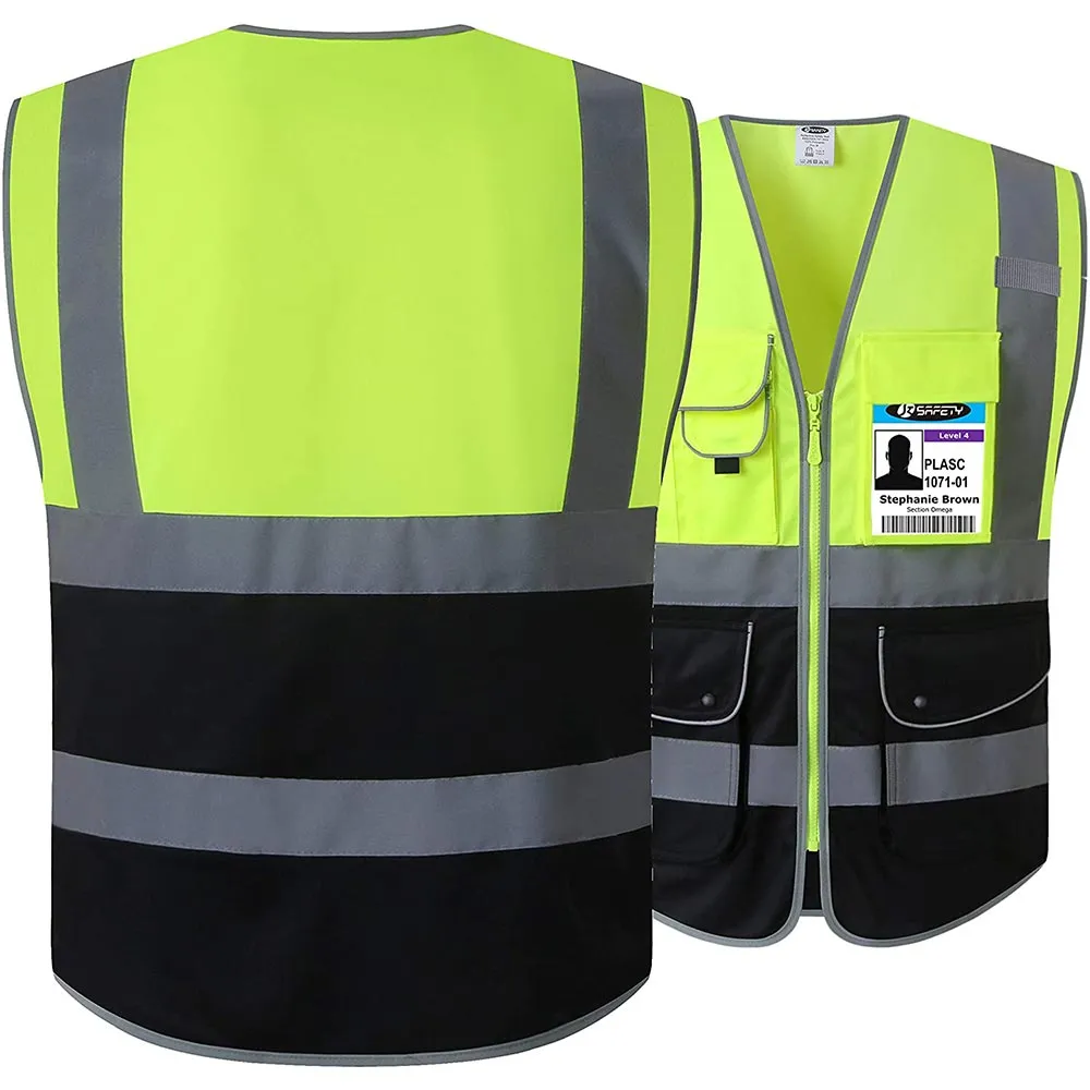 JKSafety 9 Pockets Hi-Vis Reflective Safety Vest, Black Bottom (JK150)