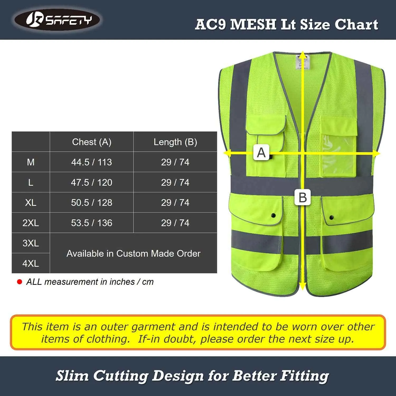 JKSafety 9 Pockets Mesh Hi-Vis Reflective Safety Vest, FAA Drone Pilot (JK210-FAA)