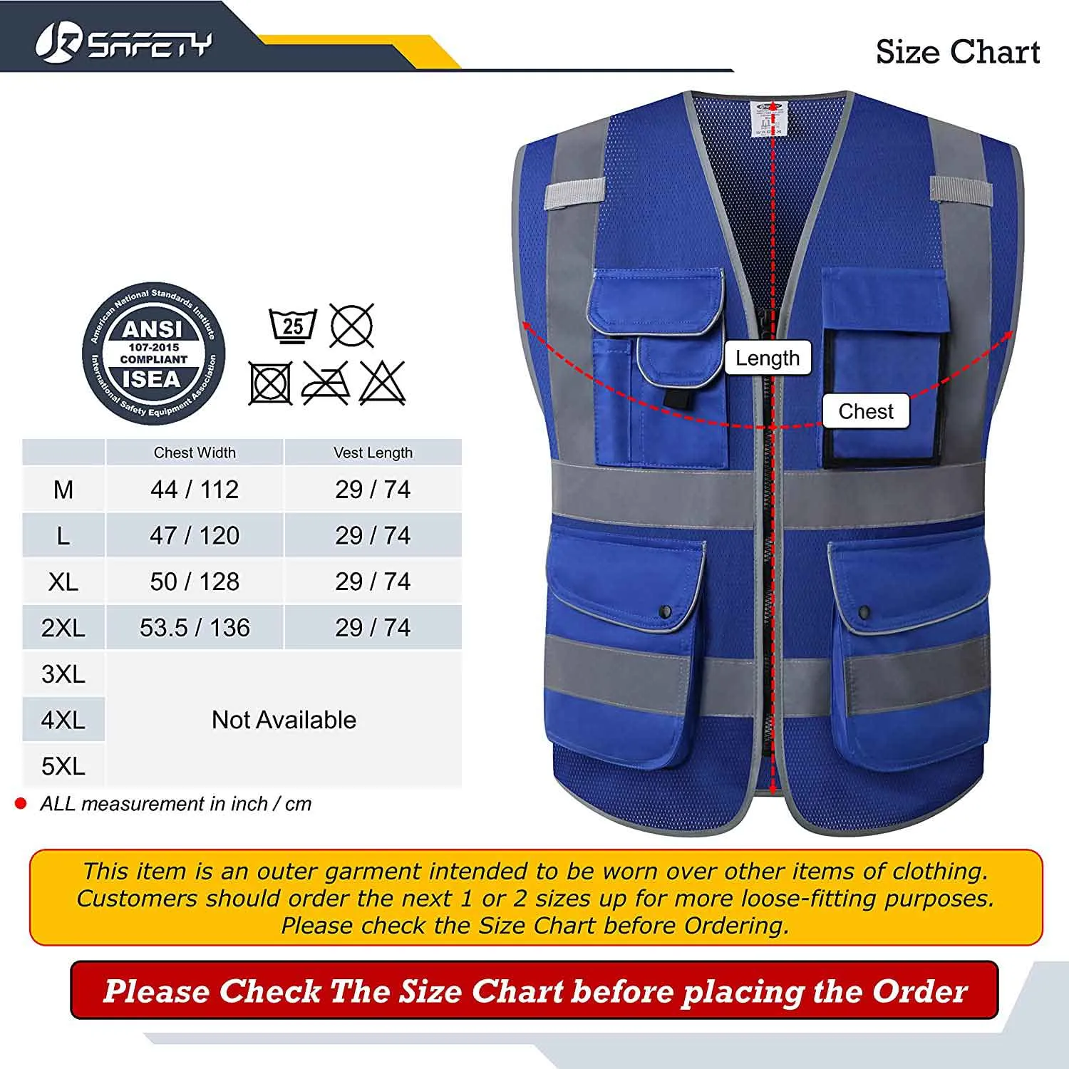 JKSafety 9 Pockets Mesh Hi-Vis Reflective Safety Vest, FAA Drone Pilot (JK210-FAA)