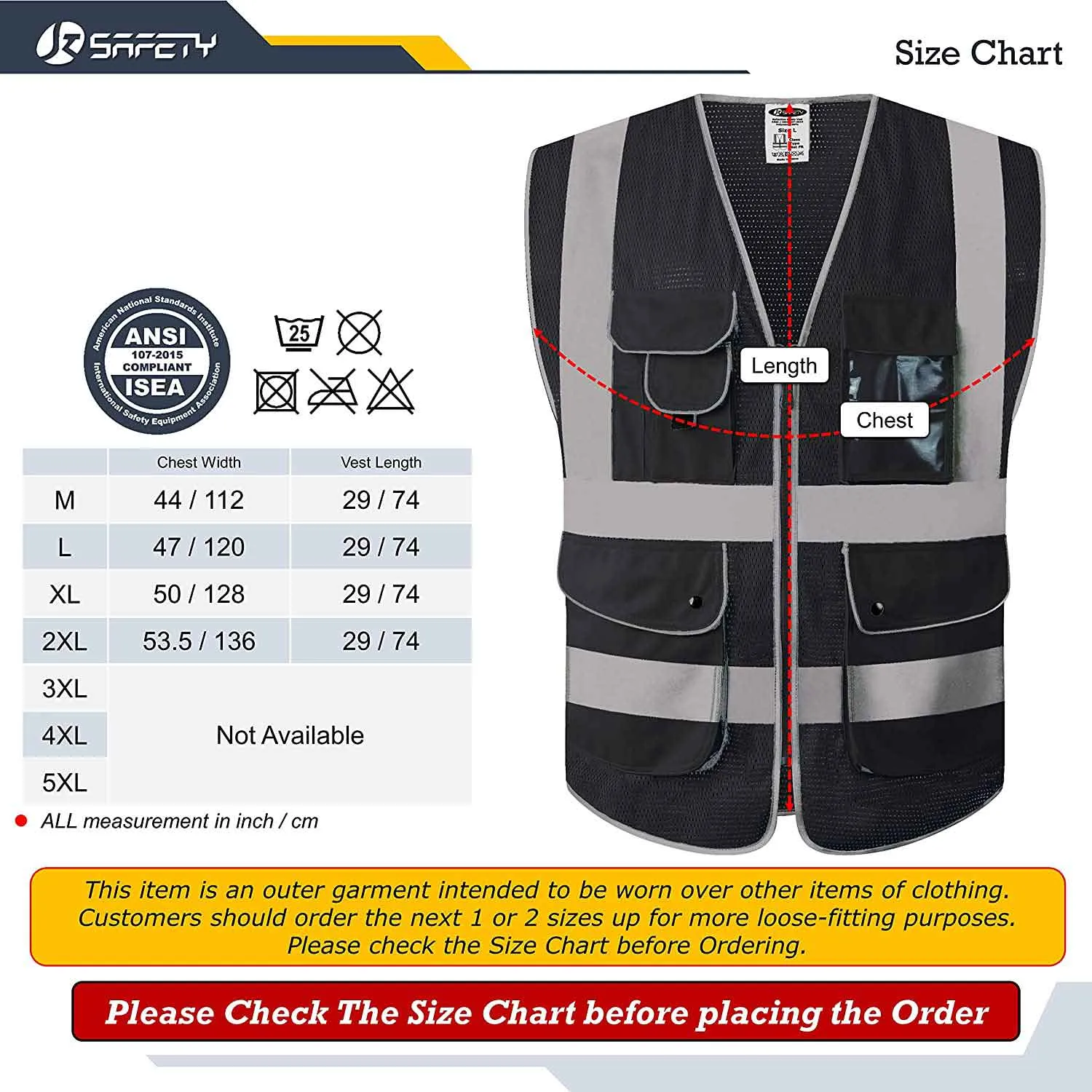 JKSafety 9 Pockets Mesh Hi-Vis Reflective Safety Vest, FAA Drone Pilot (JK210-FAA)