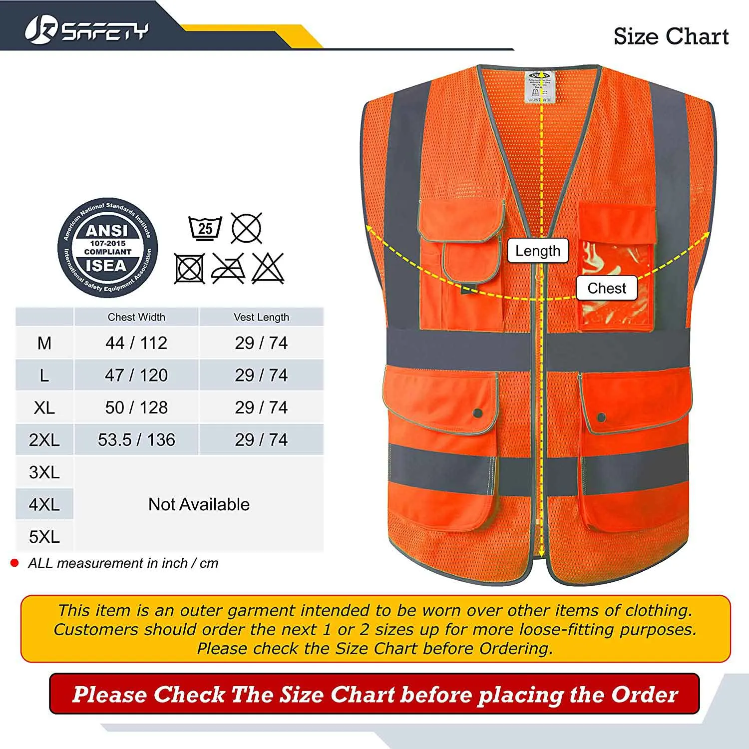 JKSafety 9 Pockets Mesh Hi-Vis Reflective Safety Vest, Security (JK200-SEC)