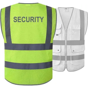 JKSafety 9 Pockets Mesh Hi-Vis Reflective Safety Vest, Security (JK200-SEC)